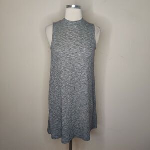Madewell Mock Neck Swingy Tank Dress Heathered Grey